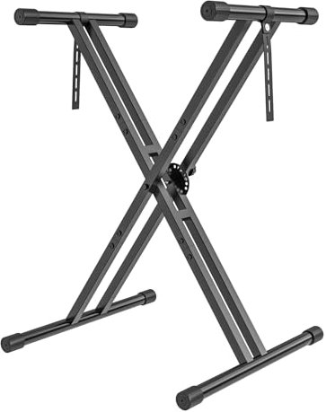 GLEAM Keyboardständer für E-Pianos - Robuster Doppel-X-Stil mit Verriegelungsgurten, passt für 54-88 Tasten E-Pianos, DJ-Mixer, Turntables, Synths und MIDI-Keyboards. Tragfähigkeit 45 kg