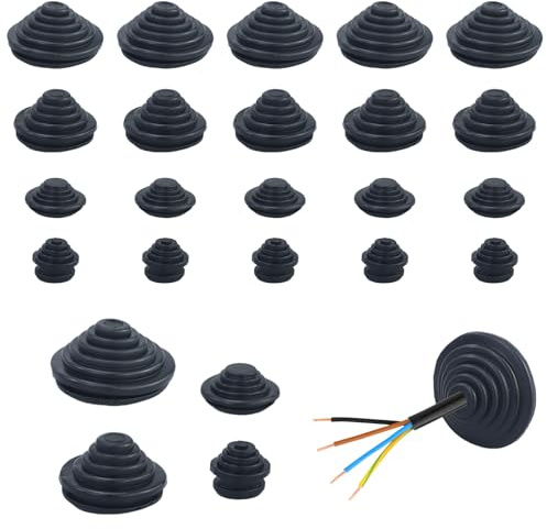66 Piezas Arandelas De Goma Forma De Torre, Juntas De Cable Pasacables Goma Negro Pasamuros Cable Electrico 10 Mm/20 Mm/25 Mm/30 Mm, Para Cables, Alambres, Enchufes, Aparatos Eléctricos