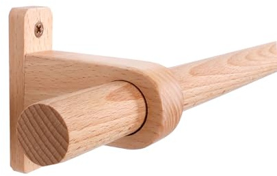 YPAPBHT Massivholz-Gardinenstange, römische Stange, Einzelstange, Holzschiene, umweltfreundliche Holzhalterung, Holzring-Gardinenstange(160CM)
