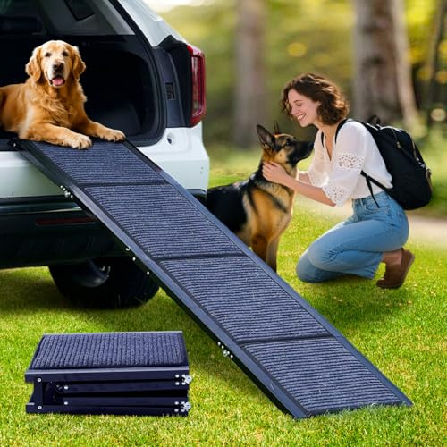 Ryuhic Hunderampe Auto Klappbar - Längste 180cm Breiteste 50cm Rutschfester stabile Tragbare - Hundetreppe Auto Einstiegshilfe - Rampe Große Hunde bis 113kg für SUV & LKW
