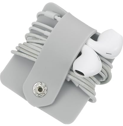 sourcing map Earbuds Holder Case, Earphone Wrap Headphone Case Cord Manager Cable Organizer Winder, Grey
