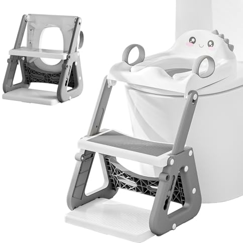Potty Training Toilet Seat, Upgrade 2 in 1 Toddler Toilet Seat and Step Stool Splash Guard Anti-Slip Pad Kids Toilets Seats for Child Baby Boy Girl Adjustable Toilets Training with Ladder in Bathroom