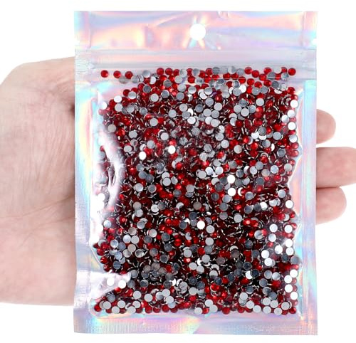 TIESOME 3000Pcs Strass 4mm Harz Strasssteine Pailletten Verzierungen Edelsteine Hotfix Flatback Kristall Bling Diamanten für Nägel, Kleidung, Tassen, Flaschen, DIY Handwerk Dekoration (Rot)