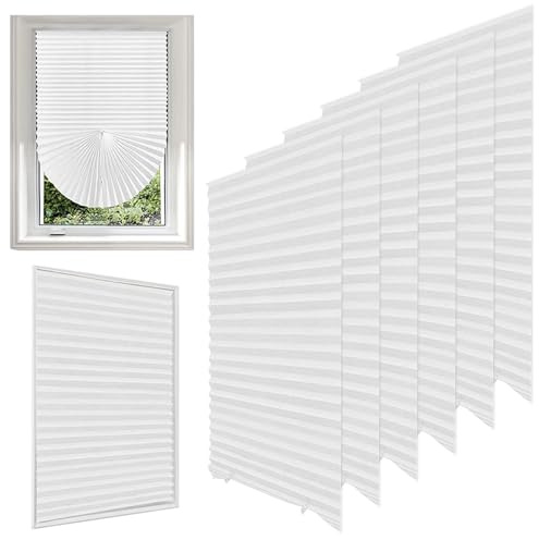Jonuin 6 Pack Temporary Blinds, 60x150CM No Drill Stick on Blinds, Easy to Cut and Fit Self Adhesive Blind for Windows, Doors, Kitchen, Bathroom, Bedroom Blackout (6, White, 60x150cm)