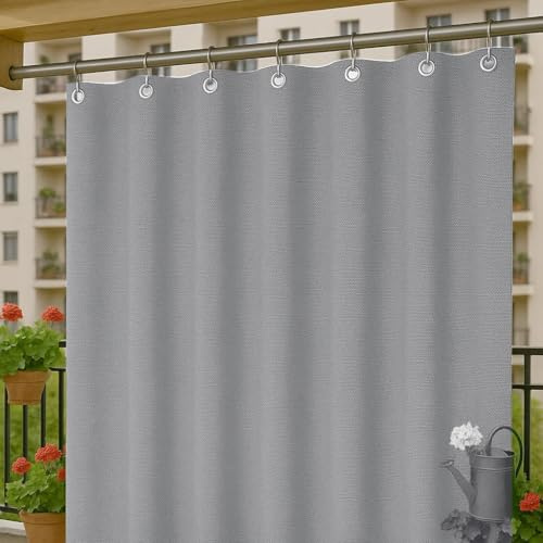Byour3 - Tende Impermeabili Per Esterno SU MISURA Con Anelli In Metallo - Tende A Caduta Laterali Antimuffa Oscuranti Gazebo Parasole Terrazzo Balcone Tela Sole Frangivista (Grigio, L.250x270H)