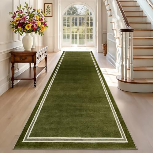 TEHWDAIYOU Alfombra Larga para Pasillo Alfombra Cocina Antideslizante 40 x 60 cm Alfombra Pasillo Cocina Absorbente para Entrada Lavanderia Verde