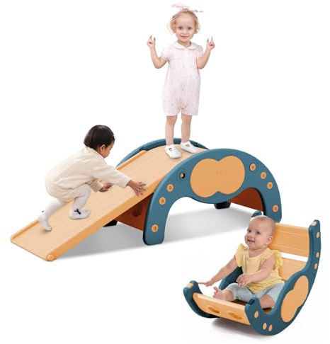 Warmiehomy 3in1 Toddler Climbing Frame Indoor Montessori Climber Playset with Slide and Rocker Kids Montessori Climber Ladder Slide Toys for Kids Outdoor IndoorGarden Playground Play
