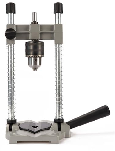 YUEHISY Portable Drill Press, Aluminum Alloy Hand Drill Jig Attachment with Adjustable Depth Angle, Wood Working Tool, for Angled Straight Holes