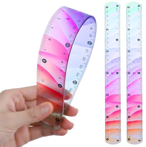 Nogeqi 2 Stück Bendable Ruler Flexibel Lineal 30 cm Bunt Flexible Ruler Biegbar Lineal Weich für Büro Zuhause Erwachsene