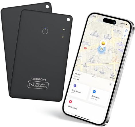 CASCHO 2 Pack Wallet Tracker Card Localizador Ultradelgado 1.6mm, Recargable Air Smart Tracker Card Compatible con App Buscar Apple (Sólo iOS), Impermeabile Rastreador Buscador para Portafogli/Llaves