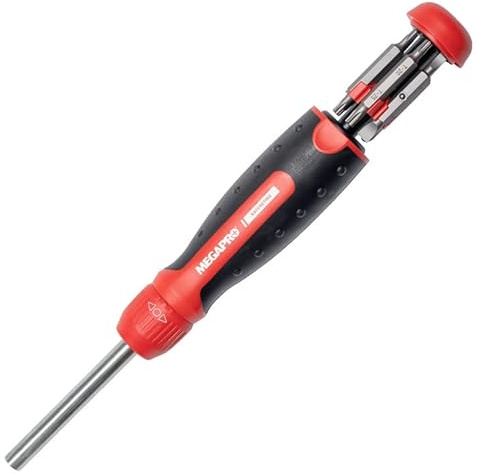 MEGAPRO Tournevis multi-embouts original à cliquet avec tige hexagonale ¼ | Phillips, Pozidriv, Torx, fente, Allen | Tournevis professionnel | Jeu d'embouts international
