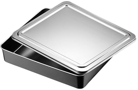 FIXOSHEE Molde para Hornear Postres de Acero Inoxidable con Tapa Molde Rectangular 335X285X6 CM Antiadherente Utensilio para Pasteles y Postres Caseros