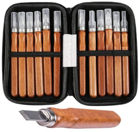 Herramientas Para Tallar Madera Pequeño Cutter De Acero Al Carbono | Juego De 12 Piezas De Herramientas Para Esculpir Madera Para Grabadores Carpinteros Principiantes Artistas Manualidades