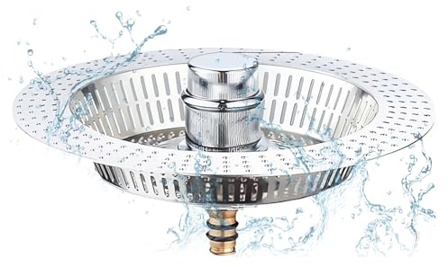 Accesorios Fregadero Cocina Tapon Fregadero Cocina Escurridor | de Acero Inoxidable Filtro Antiolor Y AntiobstruccióN Tapón de Lavabo Universal (Plateado)
