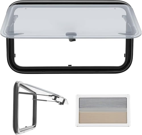 DIFU Ausstellfenster 700x400mm Wohnwagen Fenster Heckfenster 85° Wohnmobil Fenster Camping Externes Push mit integriertem Rollo Sonnenschutz für Wohnwagen Van Camper
