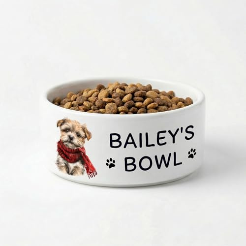 Personalised Ceramic Pet Bowl - Custom Dog Bowl with Photo & Name