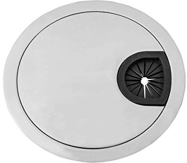 Gedotec Moderner Kabeldurchlass Schreibtisch Kabeldurchführung STYLE rund | Metall Edelstahl-Optik | Kabelführung zum Eindrücken | Kabeldose Bohr-Ø 60 mm | 1 Stück