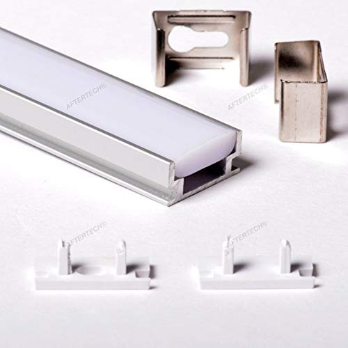 Aftertech® 3m 3m 1908 19x8mm WANDERBARES ALUMINIUMPROFIL FÜR LED STRIP STRIP BAR 3m + WEISSE ABDECKUNG
