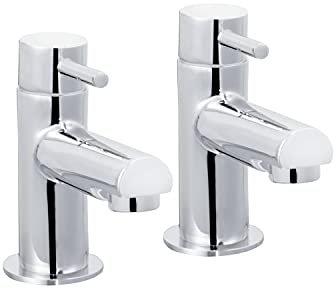 Cascade 003.34.3 Sphere Bath Pillar Taps, Pair Bathtub Taps, Washroom Pair Faucets Twin Lever - Easy to fit - Chrome, 118.0 mm*127.0 mm*50.0 mm