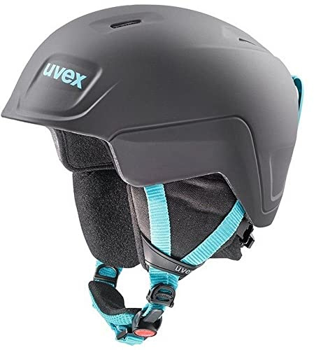 uvex Manic Pro - Ski Helmet for Kids - Individual Fit - Optimized Ventilation - Black-Petrol Matt - 54-58 cm