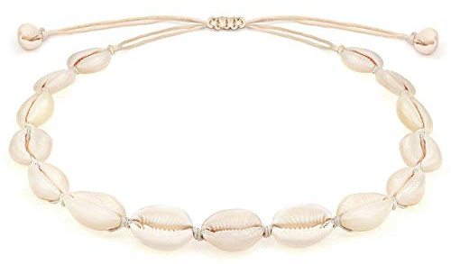 Suyi Collier De Coquillages Naturels Fait Main à La Plage D'Hawaï Collier Ajustable Avec Coquillage Pour Femme Blanc