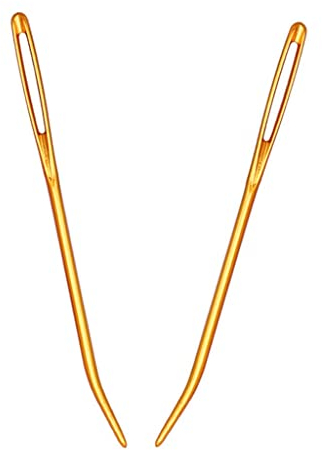 Sharplace 2 Aluminium Stopfnadeln Nähnadeln mit Groß Auge und Gebogene Spitze, Stricknadel Professionell, Golden