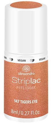 alessandro Striplac UV-Nagellack Tiger's Eye – Schonend und langanhaltend – Einfache Entfernung dank Peel-Off-Technologie – Vegan und tierversuchsfrei – 8 ml
