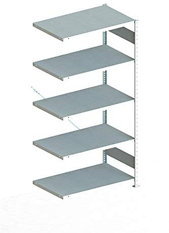 Meta Anbauregal - Zum Ausbau eines Lagerregales - 5 Böden - Farbe Silber - 200 x 100 cm - 60 cm tief