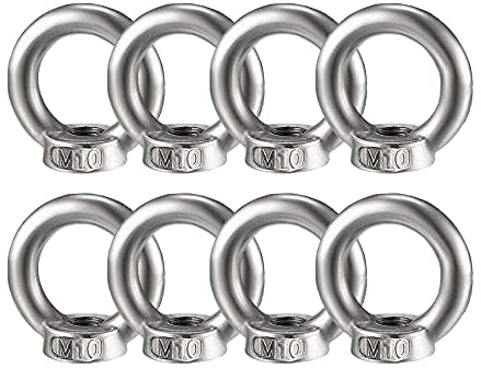 Cyleibe 8 Stück Ringmutter Edelstahl, M10 Ringmutter Ringschraube Ösenmutter Oesenschraube Augenmuttern Hardware Ringförmige Innengewinde-Befestigungsschraube für Seilmontage Hebezubehör Silber