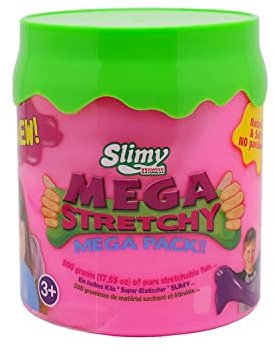 SLIMY Mega Stretchy 500g - Original Slimy Mega Slime Spielmasse für Kinder, extrem dehnbarer Schleim in der Geschenkbox, elastische Spielknete als Kindergeschenk, Farbe:Pink