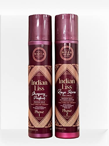 NOIA INDIAN LISS Lissage Huile d'Amla/Caviar/Ginseng Indien Protein Gold, 2 x 1000 ml