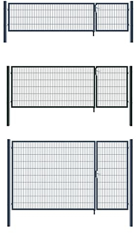Aileenstore Gartentor Zauntor Einfahrtstor Stabmattenzaun Doppelflügel Anthrazit Grau 3,5 m Breite, Größe:800 x 3500 mm