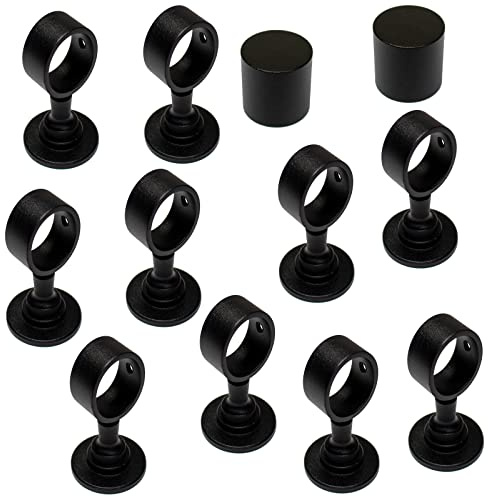 2 Endkappen und 10 Seilträger schwarz matt für 40mm Handlaufseil