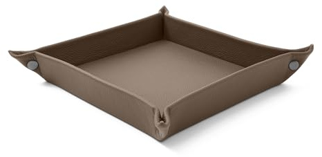 Eglooh - Iris - Taschenleerer aus echtem Leder Taupe Grau - Schreibtisch-Organizer mit modernem Design - Ablagefach für Schlüssel, Münzen, Schmuck - cm 18 x 18 - Made in Italy