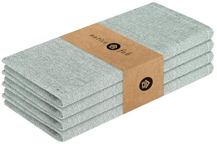 Native Fab Solid Cloth Napkin Set of 4, 100% Chambray Cotton, Washable, Reusable Dinner Cloth Napkin 17x17 inches, Table Decor Napkins for Dinner, Events, Olive Green