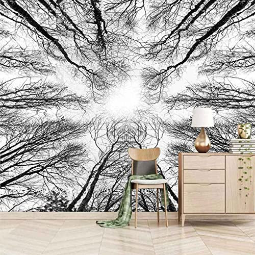 Papier Peint 3D Pour Chambre De Garçon Paysage Forestier Noir Et Blanc Chambre D'Enfants Papier Peint Mural 3D Peel And Stick Autocollant Mural Autocollant Fille Chambre Décorer Mur 400(L) x280(H) cm