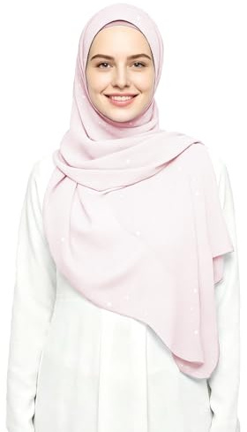 Lina & Lily Damen Hijab Kopftuch Schal mit Glitzer aus Premium Chiffon 72 x 190cm