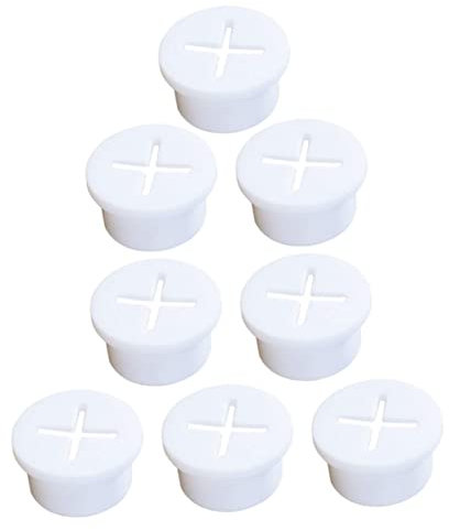 Hemobllo 8pcs Desk Grommet Rubber Wire Cable Hole Cap Flexible Silicone Organiser for Office Furniture Easy Install White Yellow 4 Inch
