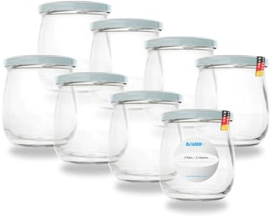 Flaschenbauer - 8x Einmachgläser 417ml - Konservengläser mit TO82 Twist-Off Deckel, inkl. Etiketten - Marmeladengläser, mit Schraubdeckel, Schraubgläser, Joghurtgläser (Weiß) - Made in Germany