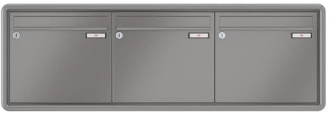 RENZ / RS3000 / 3er Unterputz-Briefkastenanlage Einbau-Briefkasten/RAL-Farbe 9007 Volumen 12 L/Dein-Briefkasten.de