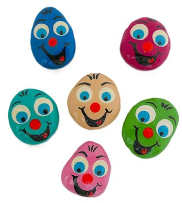 Andys Steinwelt® Schmunzelstein SAM ca. 3-4 cm,in 6 Farben erhältlich | Glücksbringer Prüfung Geschenke, Glücksstein Handschmeichler, bemalte Steine, Tischdeko & Geschenkidee, Kindergeburtstag