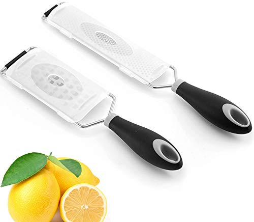 ZHIYOU - Rallador De Limón, Rallador De Queso 2 Piezas for Cítricos, Parmesano, Chocolate, Nuez Moscada, Ajo, Jengibre Mango Cómodo Y Cuchillas De Acero Inoxidable con Cubierta Protectora,2pcs/165