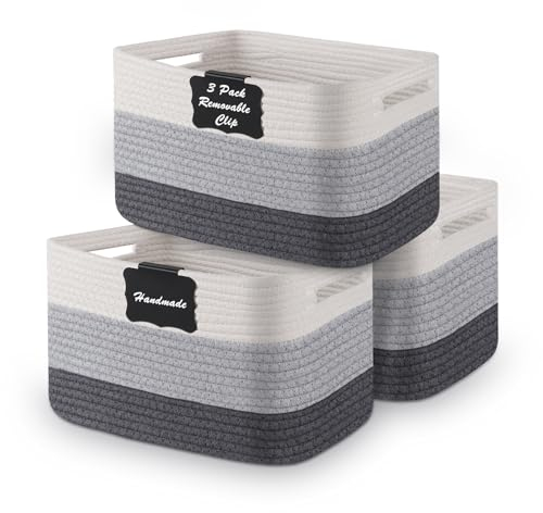 Cestas Almacenaje de Cuerda de Algodón,Rtdep Cestas Almacenaje Bebe, Cestos Organizadores, Cesta Almacenaje Baño, Cesta de Almacenaje de Juguetes