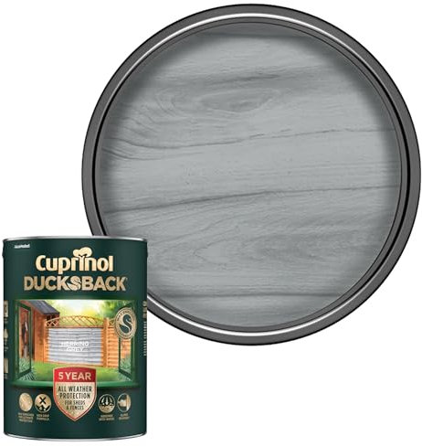 SAVING HUB Ducksback Fence Paint 5L - Garden Fence&Shed Paints - Non Drip Formula, for Rough Sawn Wood - Water Repellent Frost Protection, Sheds Fences Paint - Wooden Fences Paints (Herring Grey)