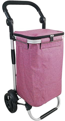 NISMIA Faltbarer Einkaufswagen, vielseitig Faltbare, solide abnehmbare Tasche, Faltbarer Einkaufswagen mit 40 Liter Fassungsvermögen,Lila,92.5 * 45 * 35cm