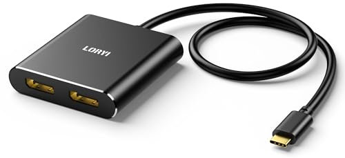 USB-C to Dual DisplayPort Splitter Adapter, 4K@60Hz,Type C to DisplayPort for Dual Monitor,DP MST Hub for XPS 13/15, Lenovo, Chromebook, HP etc