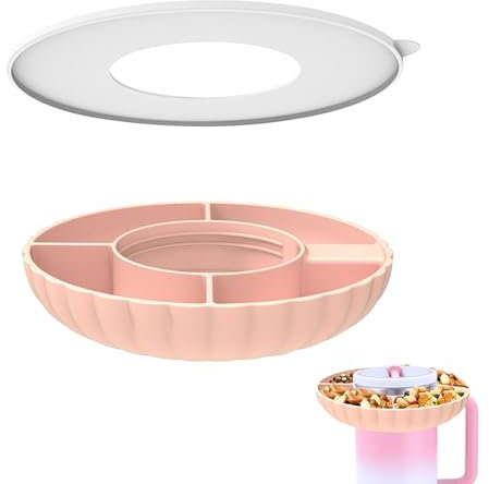 Niaciswe Bol à Collation en Silicone Compatible 40 oz, Bol À Collation pour Stanley Cup, Stanley Cup 40 oz Snack Bowl, Silicone Gobelet de 40 Oz, Plateau à Collations, Snack Tray avec Poignée, Poud
