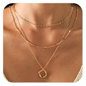 MOROTOLE mehrreihige Halsketten für Damen, trendige, stapelbare, zierliche Choker-Halsketten aus Gold/Silber für Damen, runde Anhängerkette