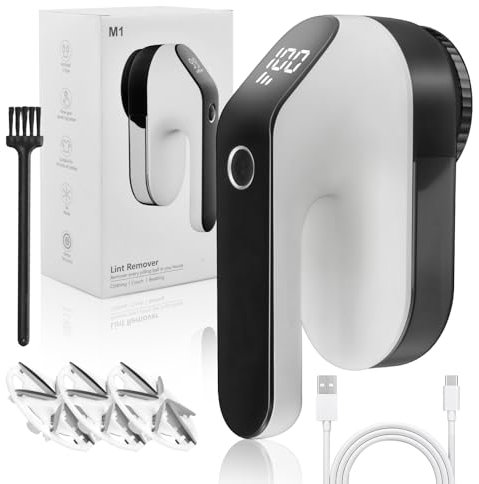 Mapille Smacchiatore elettrico, rimuove le palle dei vestiti con 3 lame display LED e 3 velocità ricaricabile USB elettrico a 6 fogli per rimuovere i fogli per vestiti e mobili