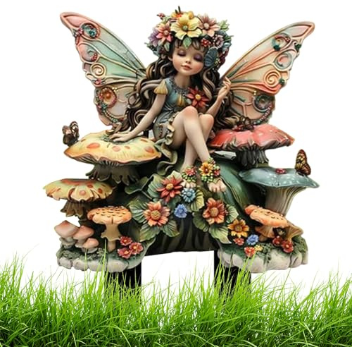 Gartenfiguren elfens Und Feen, Blumentopf Fee Garten, 30cm Fairy Garden Miniatures, 2D Figuren Blumentopf Pfähle Aus Acryl, Garten Outdoor Ornamente deko Statue Zubehör, Für Blumentopf Dekoration